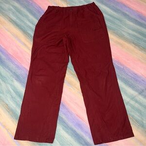Free People Women’s Voyage Utility High Rise Wide Leg Cargo Pants in Red Size L